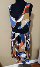 Lovely Michael Kors Multicolor Geometric Design Sleeveless Dress US Sz L