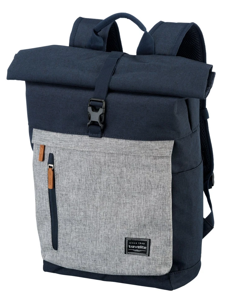 travelite Basic Rollup Backpack Rucksack Tasche Marine / Grey Blau - Bild 2 von 4