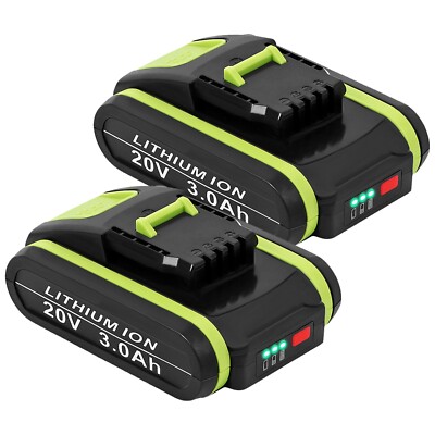 2Pack 3000mAh Akku Für Worx 20V Li-Ion Ersatzakku WA3553 WA3551.1 WA3572 WA3550
