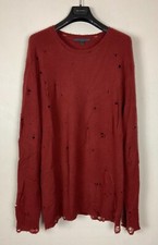  398 NWT New John Varvatos Collection Distressed Easy-Fit Crew Sweater M Fits XL