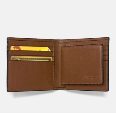 Coach 3 in 1 Compact ID Sport Calf Leather Wallet Mens F74991 Dark