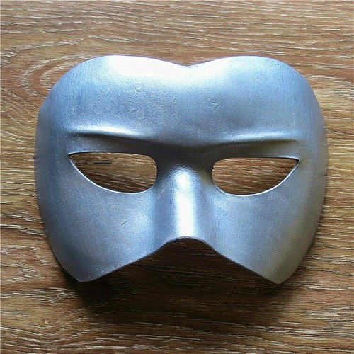 Handmade Leather Mask Half Face Silver Mask Men Halloween Party Cosplay Props - Picture 1 of 3