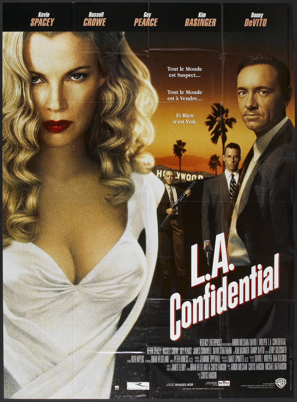 L.A. CONFIDENTIAL original 1997 LARGE movie poster RUSSELL CROWE/KIM