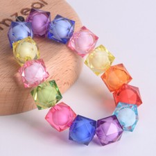 100pcs Cube Octagon Faceted Colorful Acrylic Plastic Loose Beads For DIY Jewelry