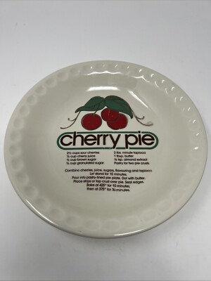 Vintage Mount Clemens Pottery Cherry Pie Plate Dish With Recipe 10  China