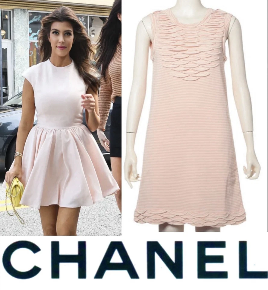 Vestido elástico tejido a rayas rosa 4K Mint Chanel 2015 36 38 40 4 6 8 Top 15c S M L Foto 3 de 4