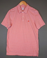 Brooks Brothers Orange White Striped Short Sleeve Polo Shirt Men's Medium