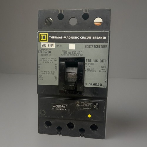 Square D 200A 3 Pole 600V Breaker KAL36200 - AL250KA Series 2