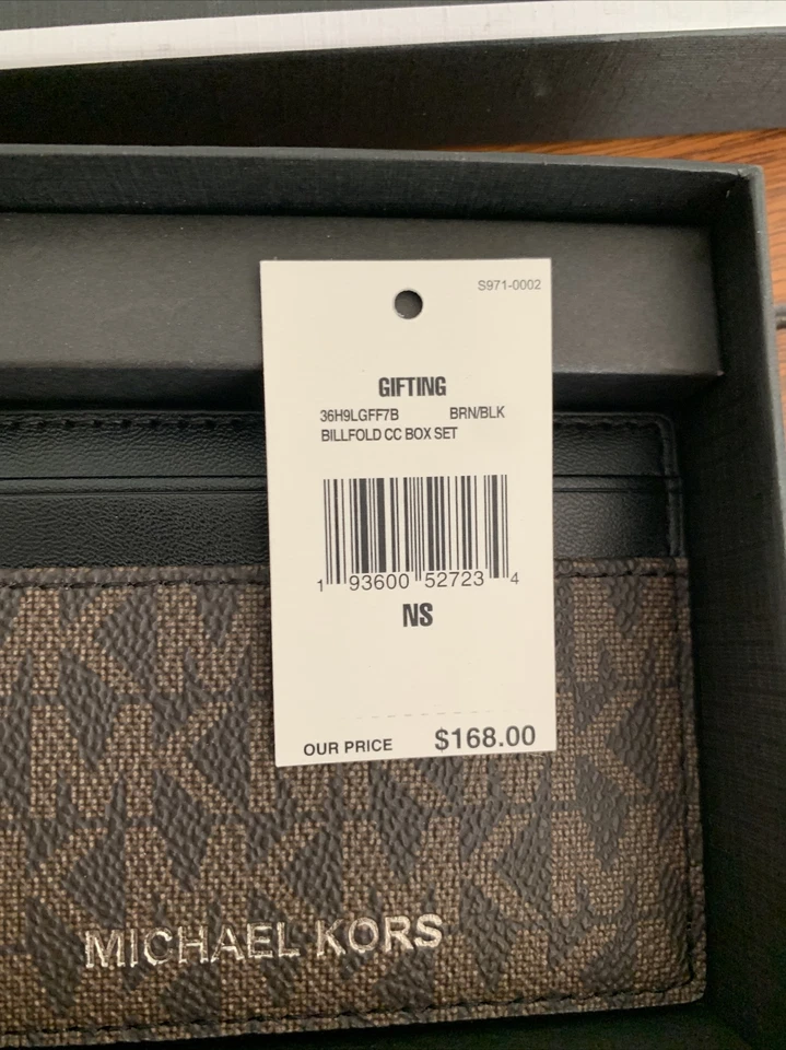 MICHAEL KORS MEN’S WALLET & CARD CASE GIFT SET BRN/BLK MSRP $168 - Image 3 of 4