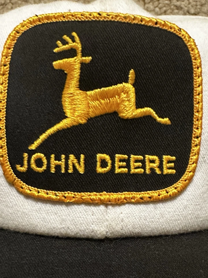 Vintage John Deere Patch Hat K Products Snapback Cap Beige Black Yellow 80s - Image 2 of 4