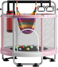 55" Trampoline for Kids with Enclosure, 440Lbs Capacity Indoor  Outdoor Toddler