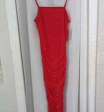 Target Brands Red Ruched Mesh Long Bodycon Dress Sleeveless Size L