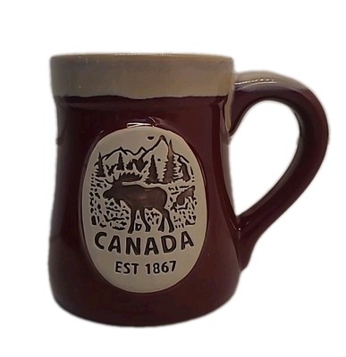 COFFEE MUG LARGE SIZE 22OZ CANADA MOOSE 1867 EMBOSSED COFFEE CUP (B1-D8)
