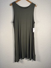 NWT Amazon Essentials Army Green Short Sleeve Dress Size XL #1017