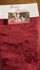 RED Christmas Poinsettia Rectangular Fancy Tablecloth 52 x 70 NEW