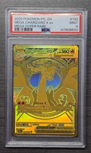 Pokemon 25 Mega Charizard X ex 130 Gold Mega Hyper Rare Phantasmal Flames PSA 9
