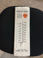 Original Shell Gasoline Oil Gas Service Station Sign Thermometer