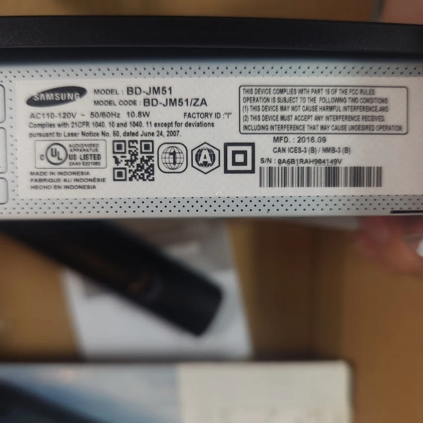 三星蓝光光盘播放器/DVD 以太网 有线 250+ 应用程序 BD-JM51 全新 开箱 — 第 3/4 张图片