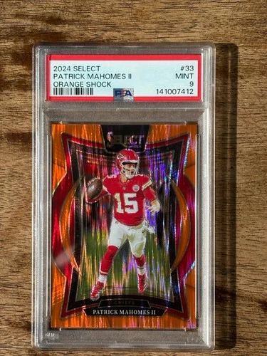 2024 PANINI SELECT PATRICK MAHOMES II #33 ORANGE SHOCK /499 - PSA 9 MINT