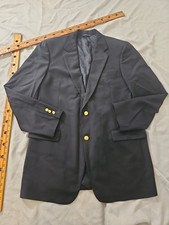 Brooks Brothers Blazer Mens 42 XL Navy Blue Gold Button Wool Academia Preppy