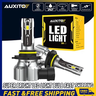 AUXITO 2x HB3 9005 LED Headlight Bulbs High Low 25W Beam 22000LM 6500K White - image 1 of 4
