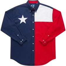 Texas Cotton Mens XXL Texas Flag Shirt Spirit Airlines DFW Long Sleeve USA Made