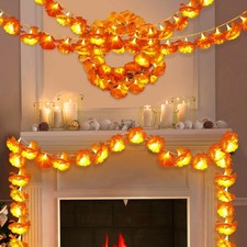 10 Pcs 50 ft Marigold Garland 10 LED Lights for Diwali Indian Decor