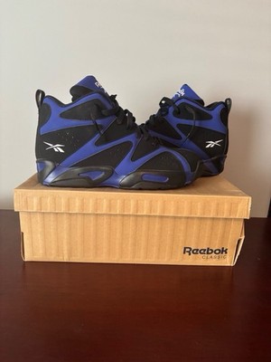Reebok Kamikaze 1 Black Blue High Top Basketball Sneakers Men's