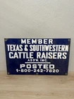 Vintage Cattle Raisers Porcelain Sign Member Texas & Southwestern 12 X 20 Decor