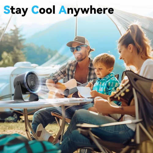 Desk Fan, Strong Airflow 100 Speeds Quiet Digital Display Rechargeable Batter... - Foto 7 di 7