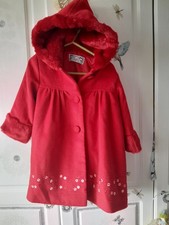 Baby girl Jingles red traditional embroidered Winter coat 2 years