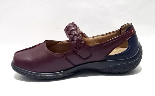 Hotter Shake Shoes Size 4 UK EEE Extra Wide Fit New Burgundy Leather Flats - Picture 4 of 6