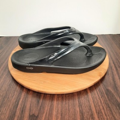 Oofos Oolala Luxe Womens Size 11 Sandals Black Recovery Gym Workout Thong