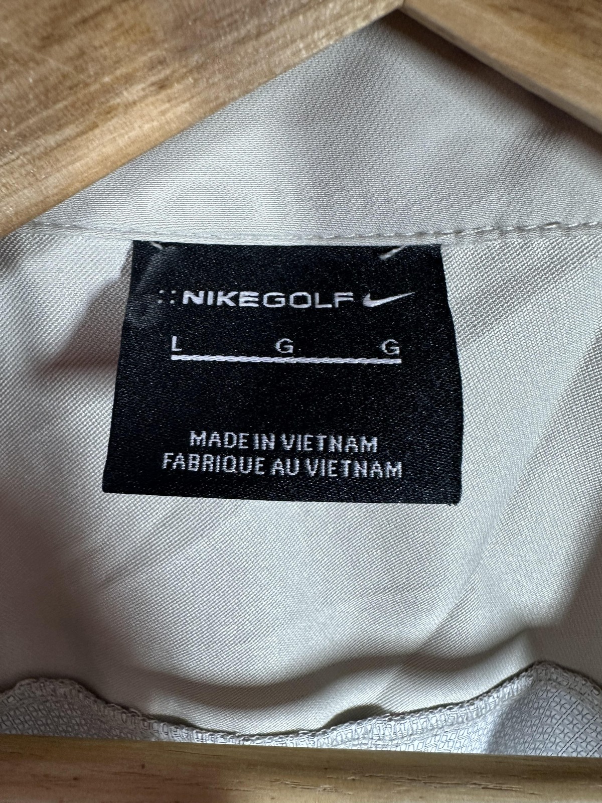 Nike Golf Pullover Mens Large Beige Gray Half Zip Short Sleeve Windshirt Swoosh