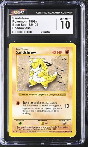 Sandshrew (Shadowless) graded CGC 10 for sale on eBay