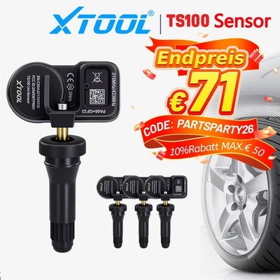 4 Stück XTOOL TS100 TPMS-Sensoren Reifendruck-System-Neuanlern-Tool 433/315 MHz