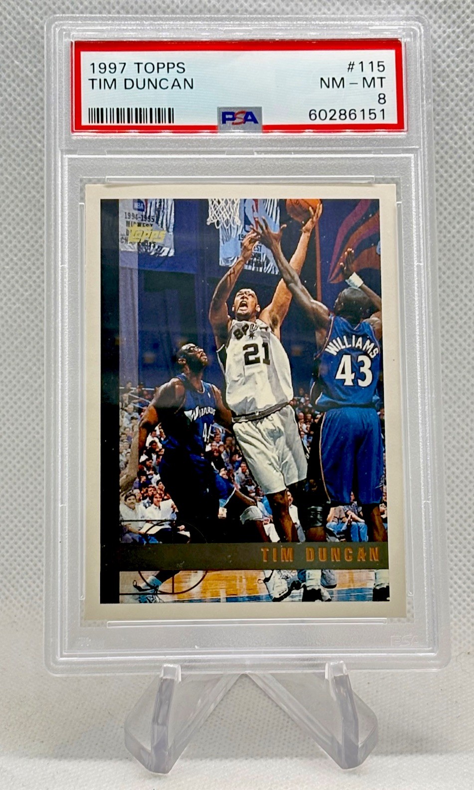 1997-98 Topps Tim Duncan Base Rookie Card PSA 8 #115 - Spurs