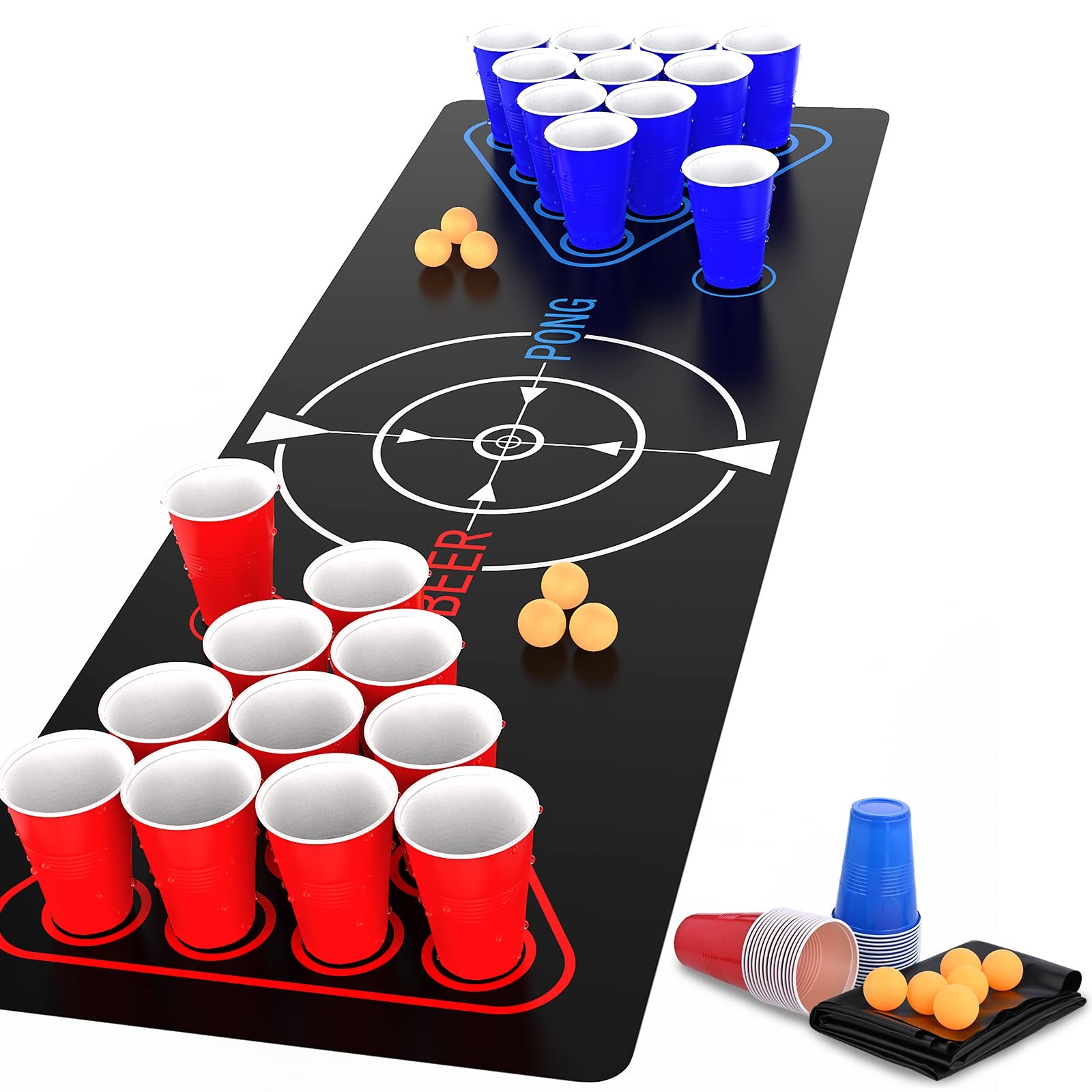Faburo Beer Pong Set, Drinking Games for 1Mat+22Cups+6Balls, Multicolor