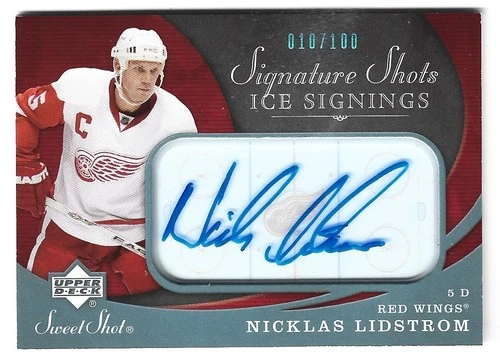 NICKLAS LIDSTROM  2007-08 SWEET SHOT SIGNATURE SHOTS ICE SIGNINGS  010/100