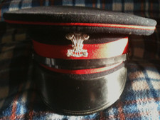 Welsh peaked cap, with metal badge of 3 feathers, good condition.