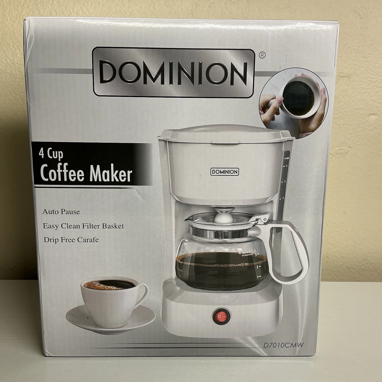 Dominion 4-Cup Coffeemaker Compact Coffee Pot Brewer Machine, Quiet Operation