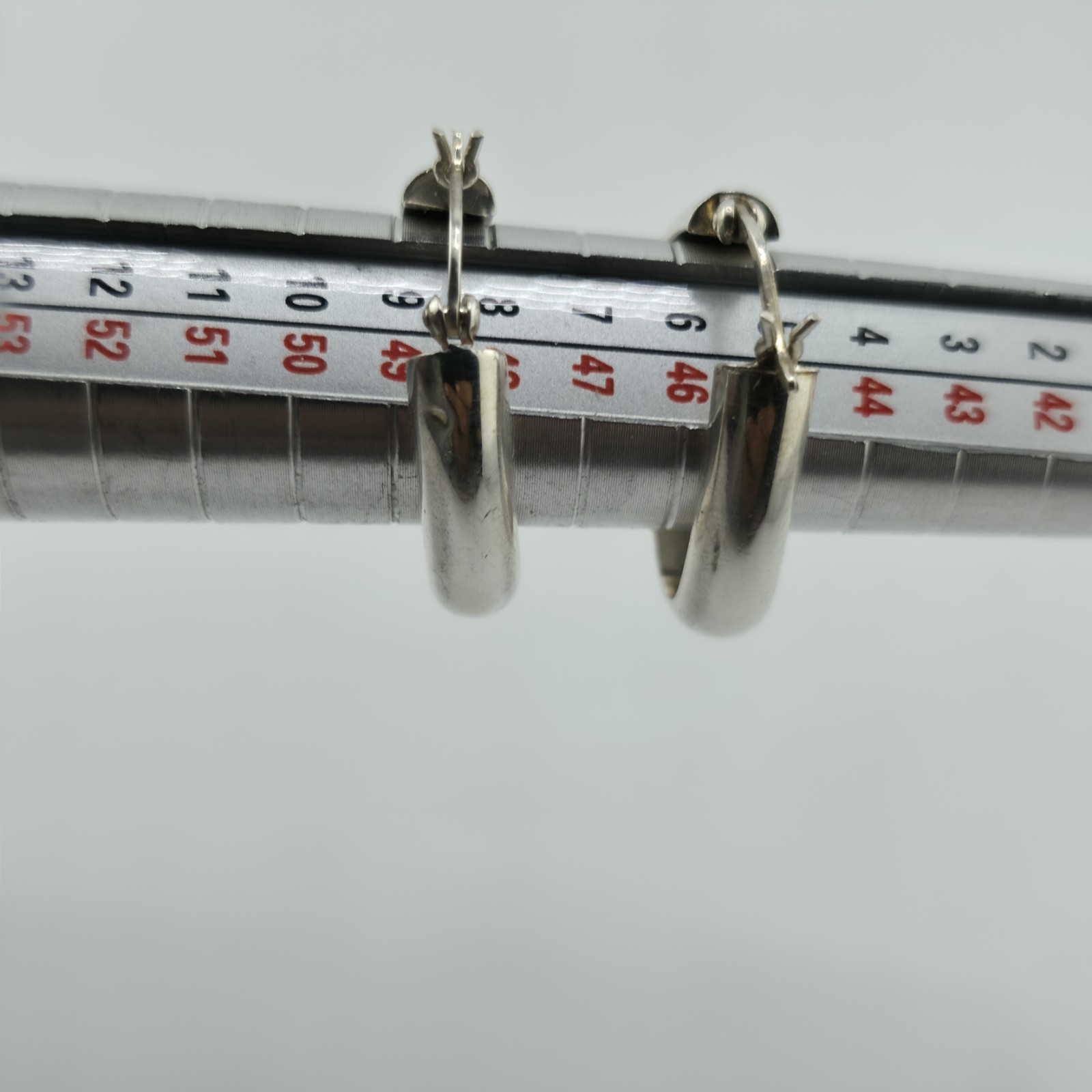 Sterling Silver Hoop Earrings Triangular Rounded … - image 4