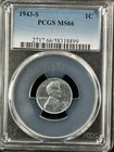 1943-S  1C  Lincoln Wheat One Cent  PCGS MS66  58318899