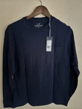 Vineyard Vines Men’s T-Shirt Long Sleeve Deep Blue Crew Size XS Pocket