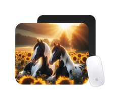 Cow Print Horses Sunflowers Mouse Pad   Western Country Desk Mat