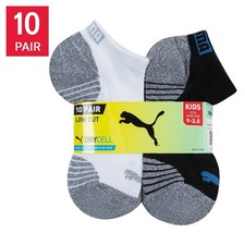 Puma Kid's Low Cut Socks 10 Pair DryCELL Moisture Wicking Size: 9-3.5 BK/WH NEW