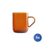 6x H&H Glass Mug in Amber Borosilicate Glass 300cc