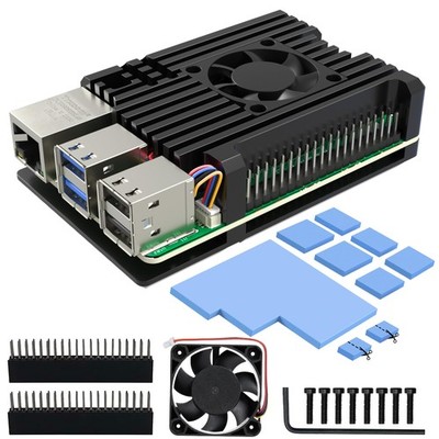 Aluminium Gehäuse für Raspberry Pi 5 mit Lüfter Kühlung,Metal Shell Passive K...