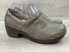 BOC Lehana Women's 9 Gray Pebble Shimmer Leather Slip-On Comfort Clog Shoes