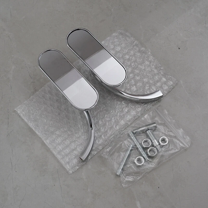 Espejo retrovisor mini ovalado compatible con Harley Touring Softail Dyna Sportster cromado Foto 2 de 4